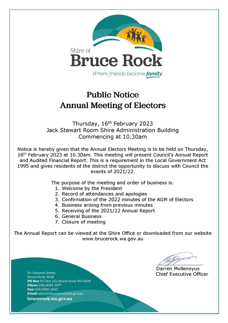 Public Notice for Electors Meeting 2022
